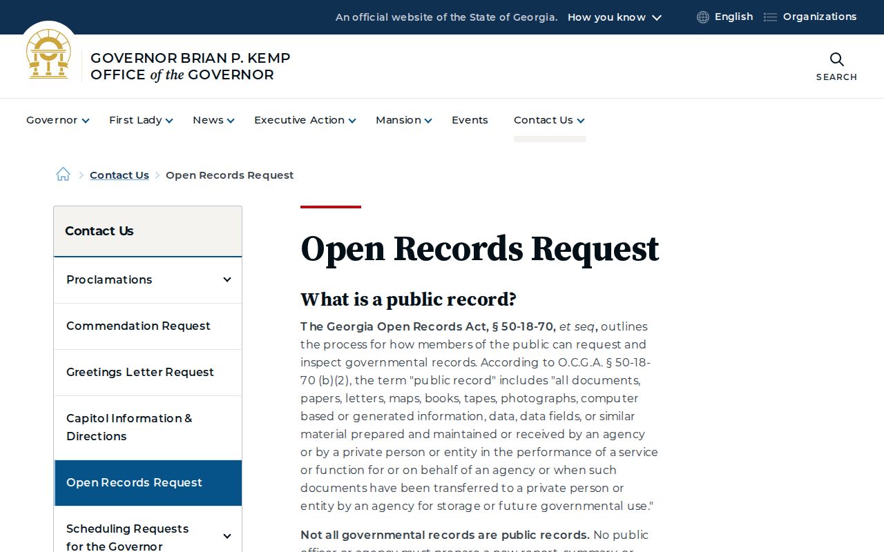 Georgia open-records route for Jasper County 24-hour release records