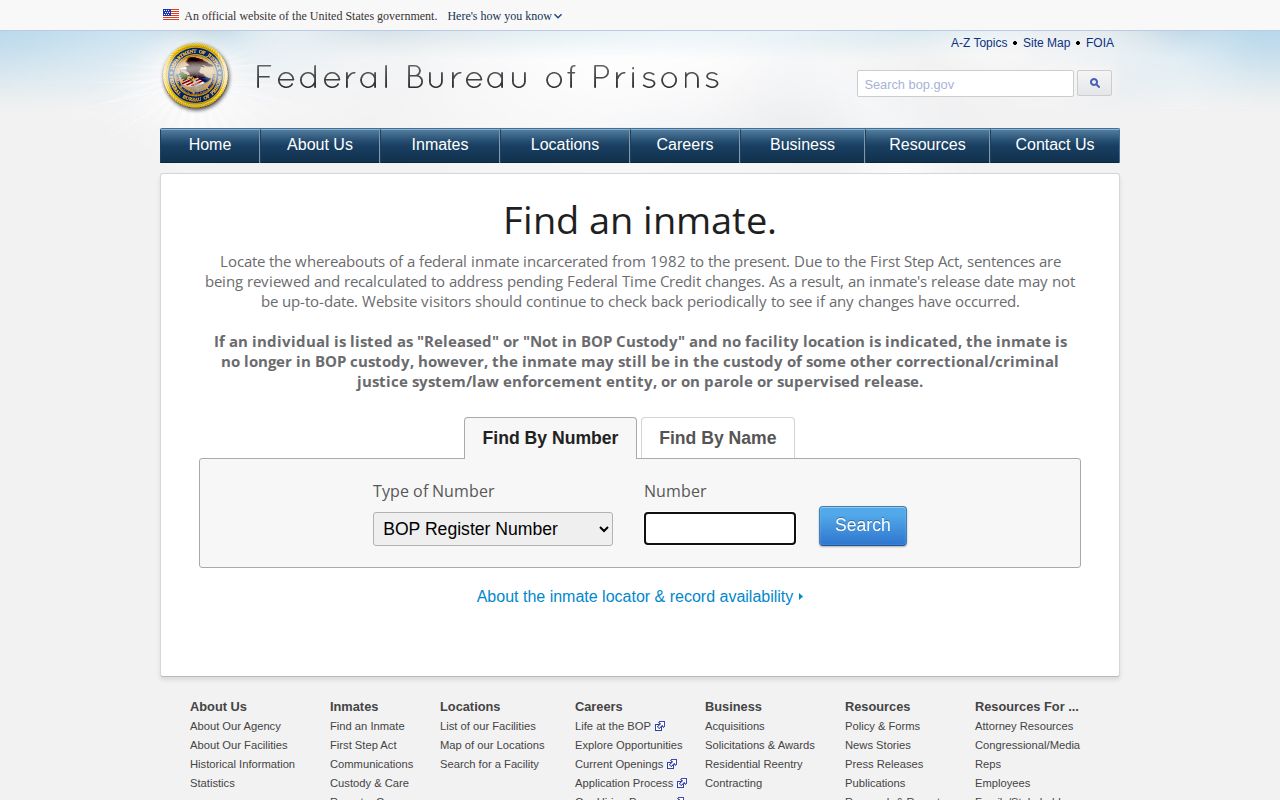 BOP locator for federal custody after a Jasper County release