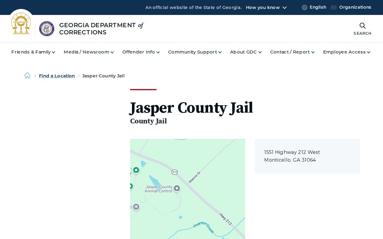 Jasper County Jail release records facility listing