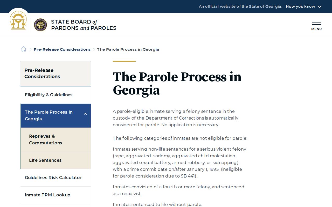 Georgia parole process for Jasper County post-release supervision